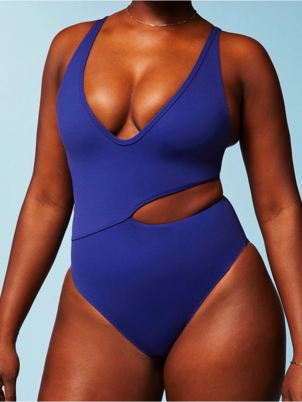 Fabletics Deep Blue V-Neck Seaside Cutout One-Piece Swimsuit
